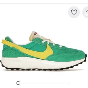 Nike Waffle Debut Vibrant Green and Yellow Sneakers: SZ 7.5